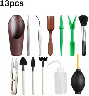 13PCS Mini Garden Tool Kit Scissor Brush Tweezers Succulent Planting Grow Flowers Shovel Watering Trim Gardening Portfolio Tools