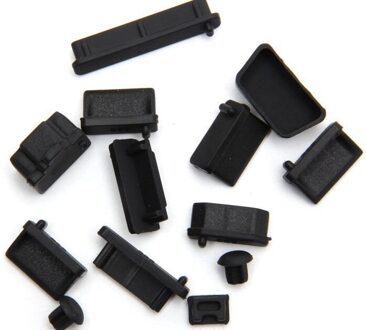 13Pcs Silicone Anti Dust Plug Stopper Universele Stofdicht Usb-poort Hdmi RJ45 Interface Cover Voor Laptop Pc zwart