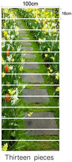 13Pcs Trap Trap Riser Floor Sticker Zelfklevende Diy Bloem Patroon Stairway Muurtattoo Decor LT1326
