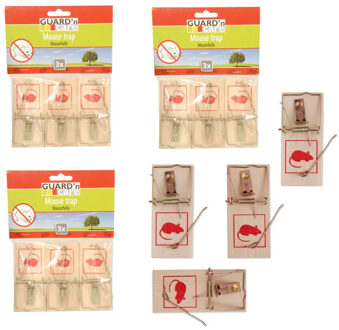 13x Muizenval/muizenklem van hout en metaal