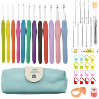 14/12/8Pcs Aluminium Haak Set Zachte Handgrepen Breinaalden Kit Breien Craft Case Gehaakte Agulha Set weven Naaien Gereedschap 12stk