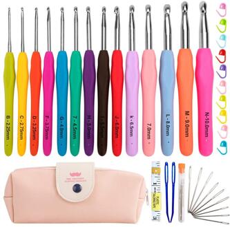 14/12/8Pcs Aluminium Haak Set Zachte Handgrepen Breinaalden Kit Breien Craft Case Gehaakte Agulha Set weven Naaien Gereedschap 14stk