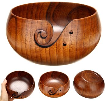 14-16CM Handgemaakte Houten Garen Kom Breien Opslag Kom Haak Bowl Knitter Kom Garen Houder