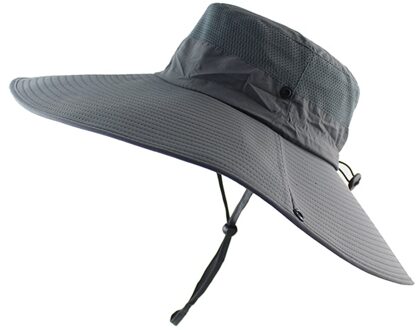 14 Cm Super Lange Brede Rand Emmer Hoed Ademend Snel Droog Mannen Vrouwen Boonie Hoed Zomer Uv Bescherming Cap Wandelen vissen Zonnehoed donker grijs