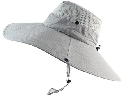 14 Cm Super Lange Brede Rand Emmer Hoed Ademend Snel Droog Mannen Vrouwen Boonie Hoed Zomer Uv Bescherming Cap Wandelen vissen Zonnehoed grijs