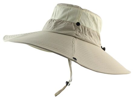 14 Cm Super Lange Brede Rand Emmer Hoed Ademend Snel Droog Mannen Vrouwen Boonie Hoed Zomer Uv Bescherming Cap Wandelen vissen Zonnehoed khaki