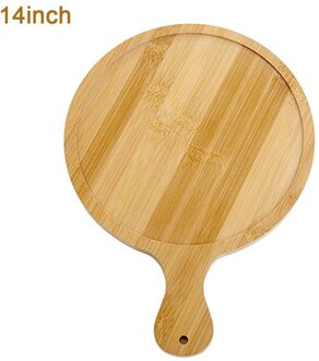 14 Inch Houten Pizza Board Met Hand Japanse Stijl Bamboe Pizza Gesneden Brood Toast Lade Schotel Keuken Banking Tool taart Bakvormen 14duim