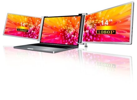 14 inch Portable Triple-screen Monitor Laptop Expansion Screen 1920*1080 Resolution Easy Installation for 15-17 inch Laptop