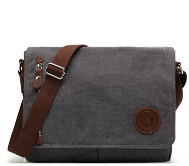 14 Inch Retro Casual Messenger Tassen Voor Mannen Schoudertas Canvas Crossbody Pack Kantoor Reistas Mannen tassen Donkergrijs