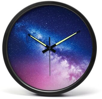 14 Inch Wandklok Woonkamer Decoratieve Creatieve Persoonlijkheid Nachtlampje Digitale Klok Mute Slaapkamer Metalen Grote Quartz Klok zwart kader-A