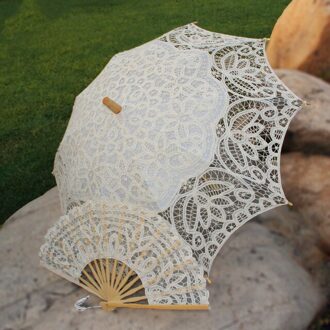 14 kleur keuze Nobele Elegante Paleis Stijl Lange Arm Bruids Paraplu/Borduren Boerenbont Lace Parasol kant Paraplu Beige