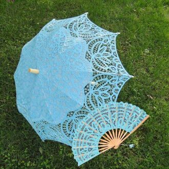 14 kleur keuze Nobele Elegante Paleis Stijl Lange Arm Bruids Paraplu/Borduren Boerenbont Lace Parasol kant Paraplu Blauw