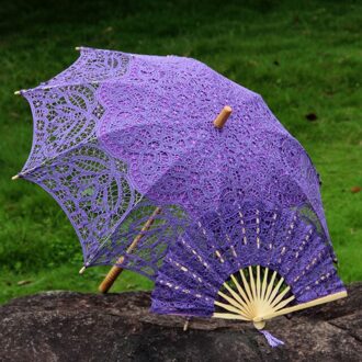 14 kleur keuze Nobele Elegante Paleis Stijl Lange Arm Bruids Paraplu/Borduren Boerenbont Lace Parasol kant Paraplu Paars