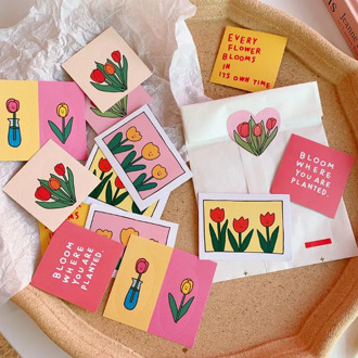 14 Pcs/pack Cute Tulip Flower Series Stickers DIY Scrapbooking Phone Journal Album Diary Happy Plan Label Stickers Stationery