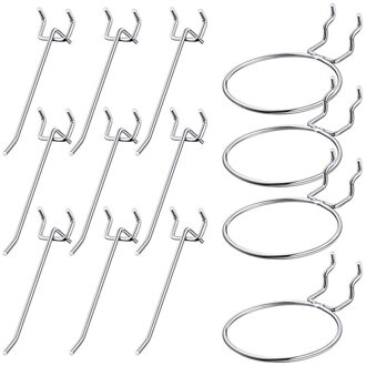 14 Pcs Pegboard Haken Set Omvat 4 Stuks Cirkel Haken Ring Stijl Pegboard Haken En 10 Pcs Pegboard Pinnen Board haak Set