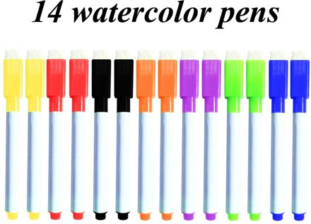 14 Pcs Water Kleur Pennen School White Board Nevera Marker Pen Magnetische Whiteboard Droog Vegen Gum Rubber Borstel Koelkast Magneten