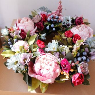 14 "Pioenen Bessen Krans Voordeur Krans-Handgemaakte Krans Voor Home Decor