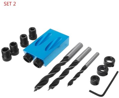 14 stks/set 6/8/10mm Schuine Gat Locator Standsteller Boren Bits Jig Clamp Houtbewerking Kit