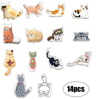 14 Stks/set Cookie Cutters Cat Vorm Biscuit Mold Set Mooie Snijden Vorm Voor Peperkoek Fondant Diy Bakken Accessoires