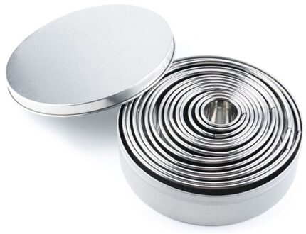 14 Stks/set Ronde Cookie Biscuit Cutter Set Rvs Mousse Cake Ring Mold Gebak Biscuit Donuts Cutter