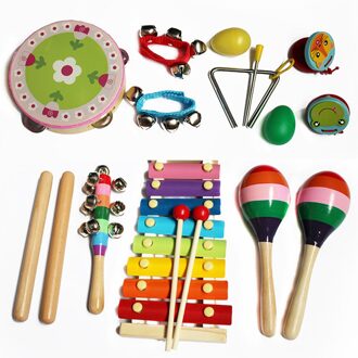 14 Stuks Baby Houten Muziekinstrument Speelgoed Onderwijs Aid Set Regenboog Rammelaar Muziek Vroege Onderwijs Speelgoed Voor Baby Kinderen jaar