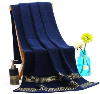 140*70Cm Zomer Effen Kleur Super Zachte Handdoek Hoge Absorberende Strandlaken Luxe Egyptisch Katoen Bad handdoeken Blauw