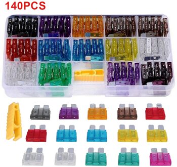 140 Stks/set Blade Zekeringen Duurzaam Automotive Zekeringen Assortiment 2-40A Auto Plug Zekering Medium Blade Zekering Set