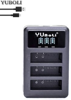 1400mAh 3.85V Batterij AZ16-1 + LED USB 3slots Lader voor Xiao mi yi 2 4 k BATTERIJ originele Xiao mi Yi Lite Actie Camera een lader