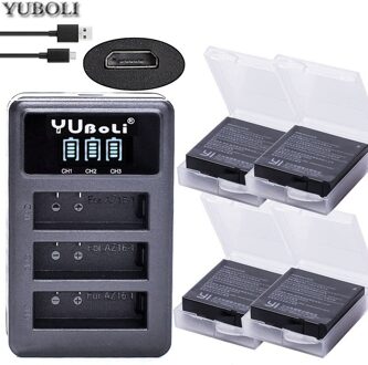 1400mAh 3.85V Batterij AZ16-1 + LED USB 3slots Lader voor Xiao mi yi 2 4 k BATTERIJ originele Xiao mi Yi Lite Actie Camera lader en 4accu