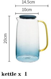 1400Ml Hittebestendig Glas Theepot, Blauw Verwarmde Explosieveilige Glas, Hoge Capaciteit, huis Keuken Thee Set, Sap Koude Ketel 2