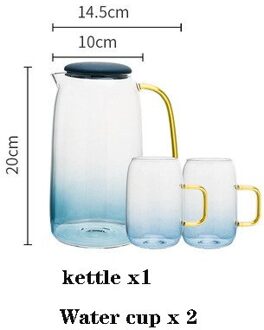 1400Ml Hittebestendig Glas Theepot, Blauw Verwarmde Explosieveilige Glas, Hoge Capaciteit, huis Keuken Thee Set, Sap Koude Ketel 3