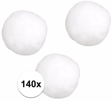 140x witte knutsel pompons 7 mm - hobby balletjes