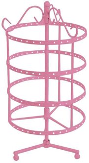 144 Gaten Sieraden Organizer Standhouder Oorbellen Display Rack Metal Sieraden Stand Showcase 144 Holes roze