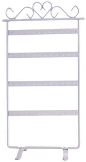 144 Gaten Sieraden Organizer Standhouder Oorbellen Display Rack Metal Sieraden Stand Showcase 48 Holes wit