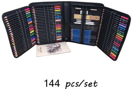 144Pcs Kleur Potlood En Schets Potloden Set Voor Tekening Art Tool Kit 72 Stuks Aquarel Metallic Olie Potlood Kunstenaar art Supplies 144 kleur pencil