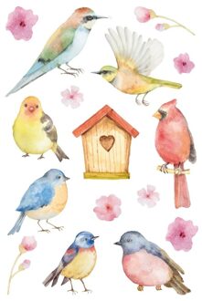 144x Vogel en bloemen stickers - kinderstickers - stickervellen - knutselspullen