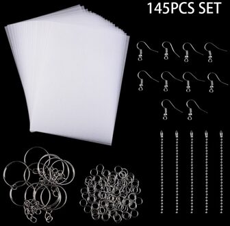 145/198PCS Shrinky Art Paper Heat Shrink Sheet Plastic Kit Hole Punch Keychains Pencils DIY Drawing Art Supply 145stk