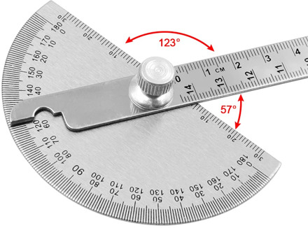 145mm stainless steel 180 protractor angle meter measuring ruler rotary mechanic tool ruler protractor