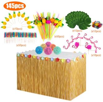 149pcs Hawaiian Tafel Rok Decoratie Set Honingraat Ananas Paraplu Fruit Stro Combinatie Hula Festival Partij Decoratie 145stk
