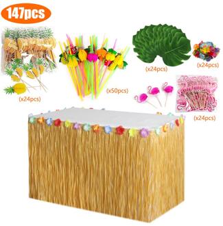 149pcs Hawaiian Tafel Rok Decoratie Set Honingraat Ananas Paraplu Fruit Stro Combinatie Hula Festival Partij Decoratie 147stk