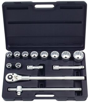 14pc 3/4" 12pt. Flank socket set (MM) - blow mold case 6141B