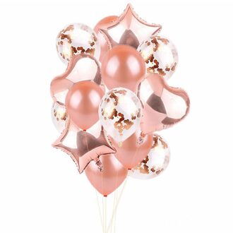 14Pcs 12/18-Inch Harten Sterren Confetti Folie Ballonnen Latex Ballonnen Bruiloft Decoratie Benodigdheden 01