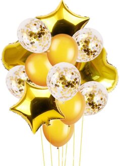 14Pcs 12/18-Inch Harten Sterren Confetti Folie Ballonnen Latex Ballonnen Bruiloft Decoratie Benodigdheden 02