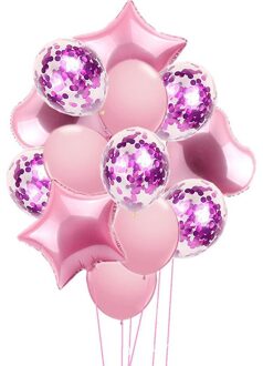 14Pcs 12/18-Inch Harten Sterren Confetti Folie Ballonnen Latex Ballonnen Bruiloft Decoratie Benodigdheden 05