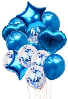14Pcs 12/18-Inch Harten Sterren Confetti Folie Ballonnen Latex Ballonnen Bruiloft Decoratie Benodigdheden 06