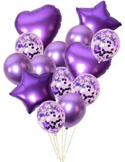 14Pcs 12/18-Inch Harten Sterren Confetti Folie Ballonnen Latex Ballonnen Bruiloft Decoratie Benodigdheden 07