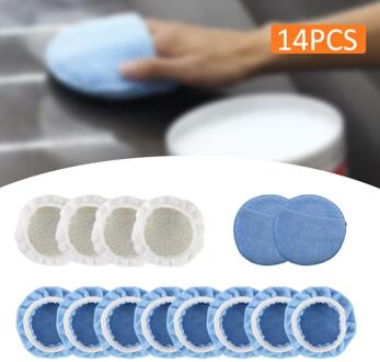 14Pcs 5-6 Inch Ronde Microfiber Autowas Applicator Polijsten Spons Voor Het Aanbrengen En Verwijderen Wax auto Onderhoud