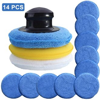 14Pcs Auto Polijsten Kit Hoge-Dichtheid Polijsten Waxen Spons Set Microfiber Anti-Kras Auto Polijsten Waxen Pad + Crip Handvat