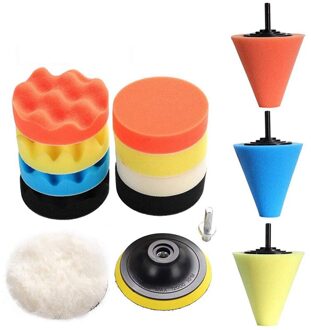 14Pcs Auto Polijsten Pad Set Polijsten Buffer Wassende Buffing Pad Set Kit Auto Polijsten Spons 1/3 Inch /6mm Wiel Kit Voor Polishe