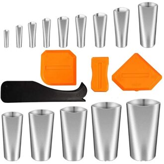 14Pcs Breeuwen Nozzle, Rvs Kit Nozzle, Breeuwen Tool, Kit Finishing Gereedschap Met 4 Stuks Schraper